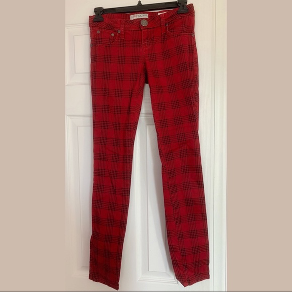 gingham skinny jeans